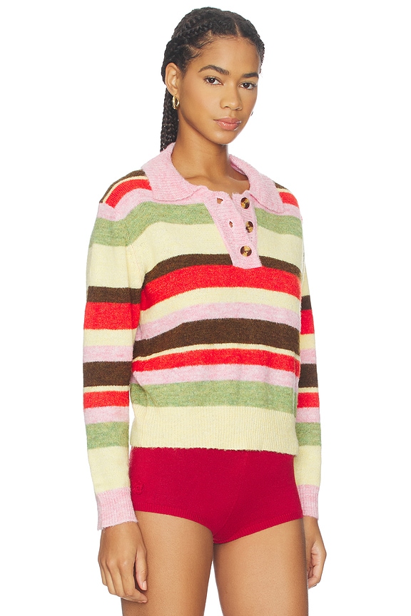 view 2 of 4 Alaia Polo Sweater in Pink Stripe