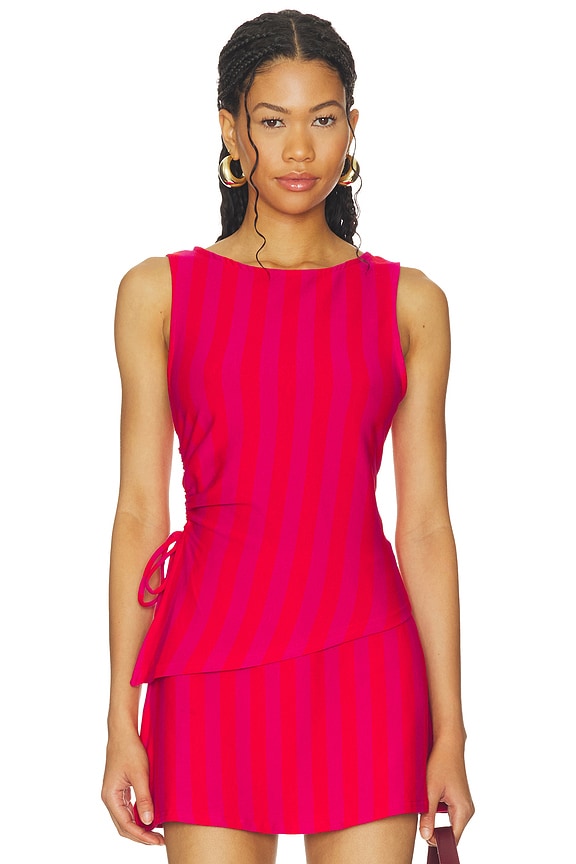 view 1 of 4 TOP SIN MANGAS ERIN in Raspberry Stripe