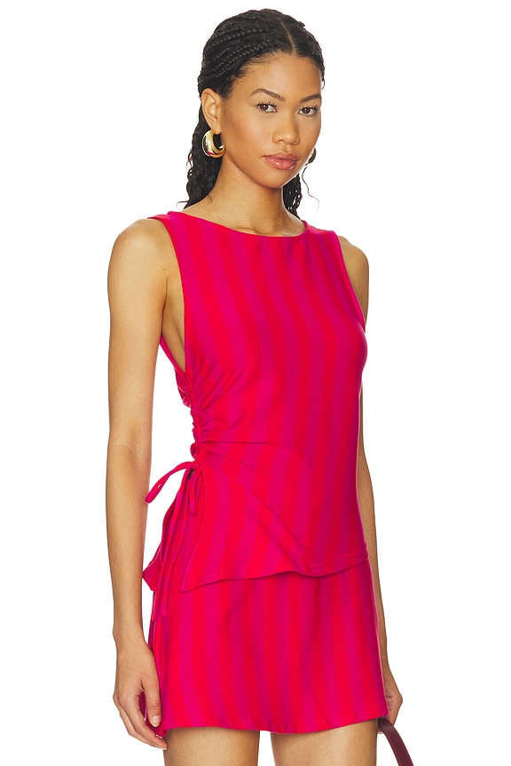 view 2 of 4 TOP SIN MANGAS ERIN in Raspberry Stripe