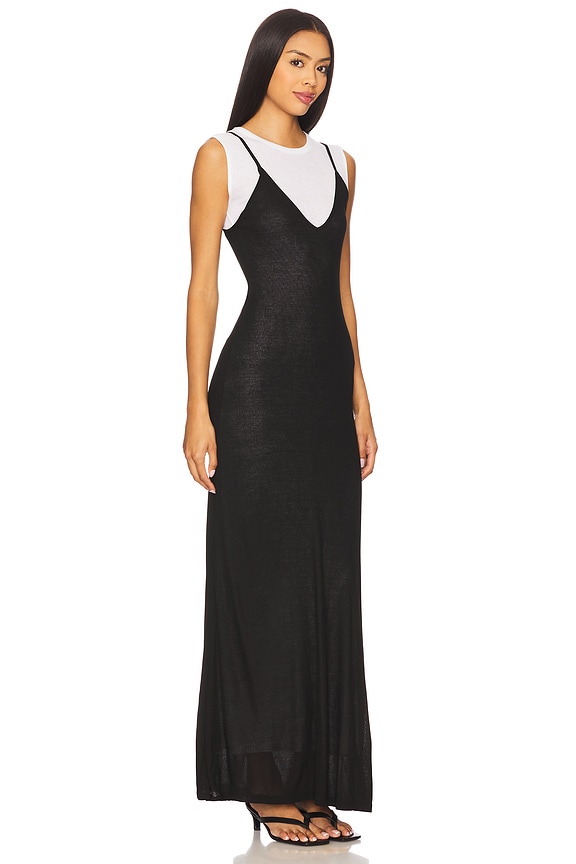 view 2 of 3 Rozzi V Neck Muscle Maxi Dress in Black
