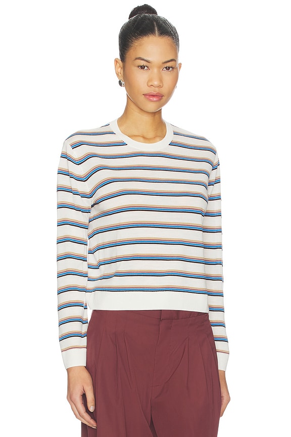 view 2 of 4 James Stripe Classic Crew in Parch, Choco & Leset Blue Stripe
