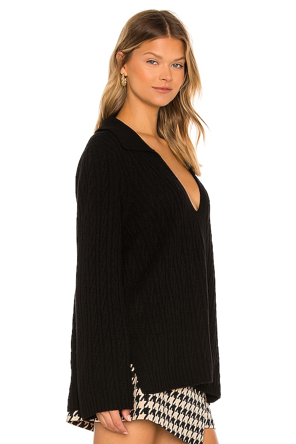 view 2 of 4 Zoe Cable V Neck Pullover in Black