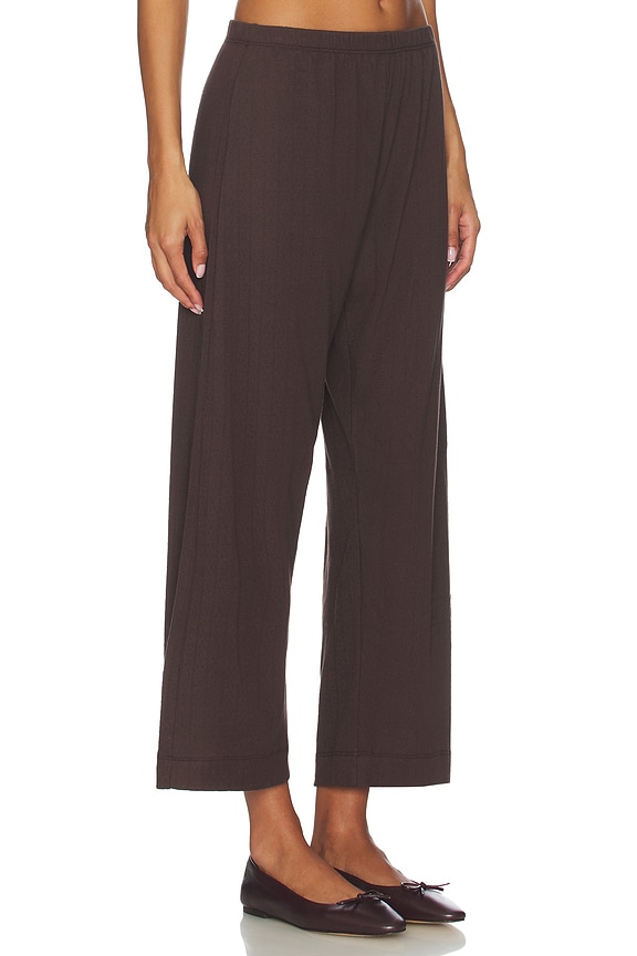 view 2 of 6 Pointelle Crop Wide Leg Pant in Chocolate