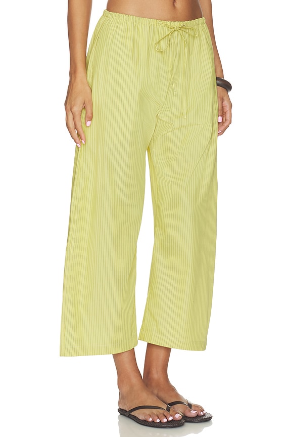 view 2 of 6 Yoshi Stripe Crop Drawstring Pant in Lemon & Chocolate Stripe
