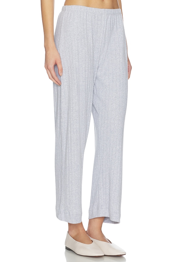 view 2 of 6 Pointelle Crop Wide Leg Pant in Light Grey Melange