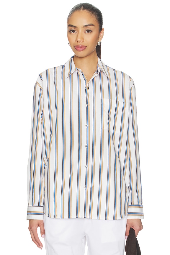 view 2 of 6 Yoshi Stripe Classic Button Down in Parch, Choco & Leset Blue Stripe