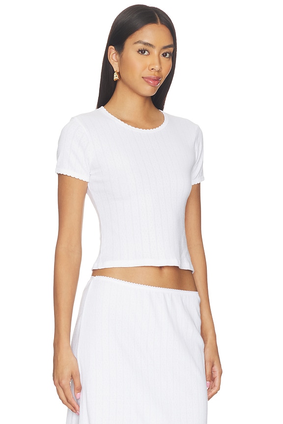 view 2 of 5 Pointelle Baby Tee in White