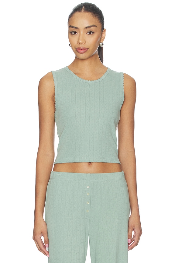 view 1 of 4 Pointelle Sleeveless Crew in Eucalyptus