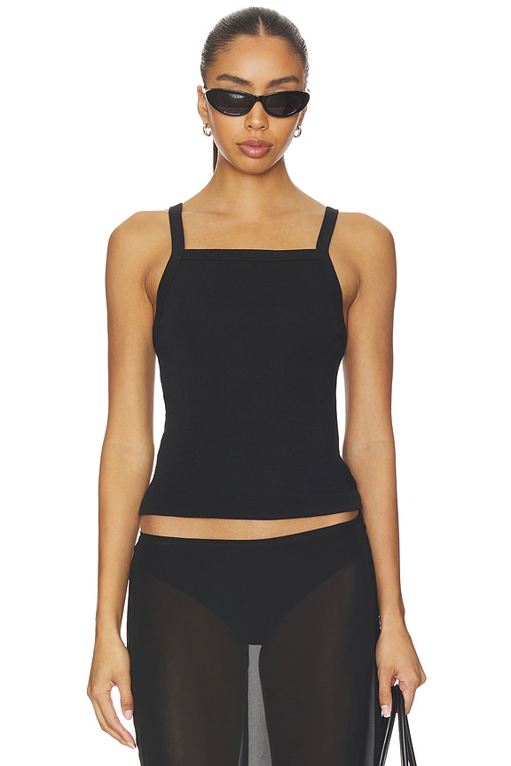 view 1 of 4 TOP SIN MANGAS CON CUELLO CUADRADO NANDO in Black