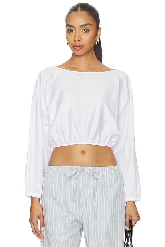 view 1 of 4 Yoko Long Sleeve Blouson Top in White