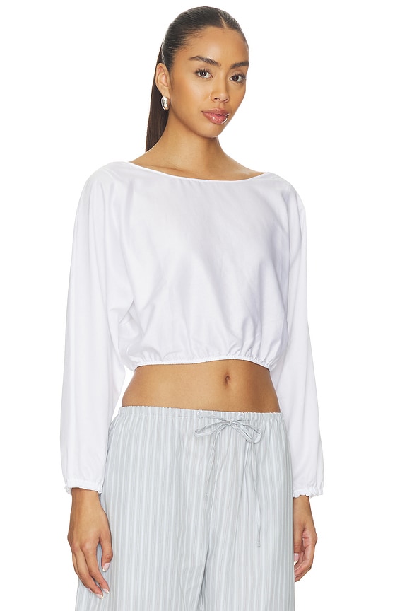 view 2 of 4 Yoko Long Sleeve Blouson Top in White