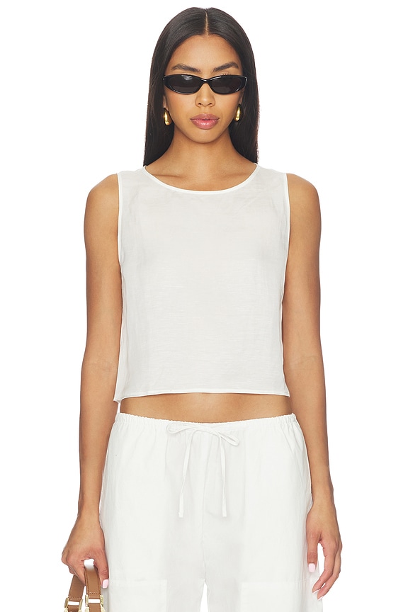view 1 of 4 Daniel Crop Sleeveless Crew in Parchment