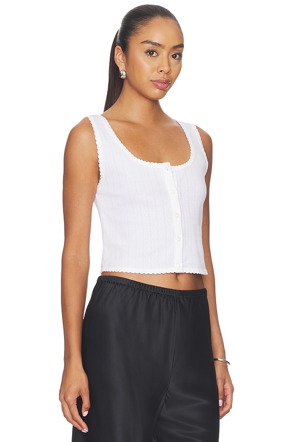view 2 of 5 Pointelle Button Down Tank in White