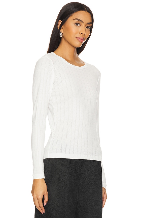view 2 of 4 Pointelle Long Sleeve in White