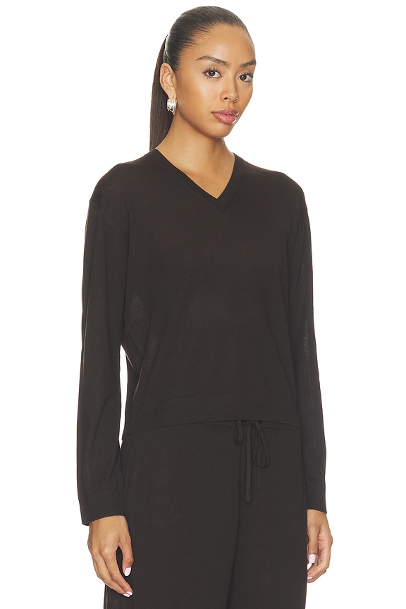 view 2 of 4 V NECK LONGSLEEVE TOP JAMES  in Chocolate