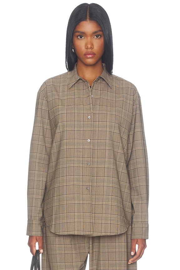view 2 of 6 Mia Oversized Shirt in Camel Plaid