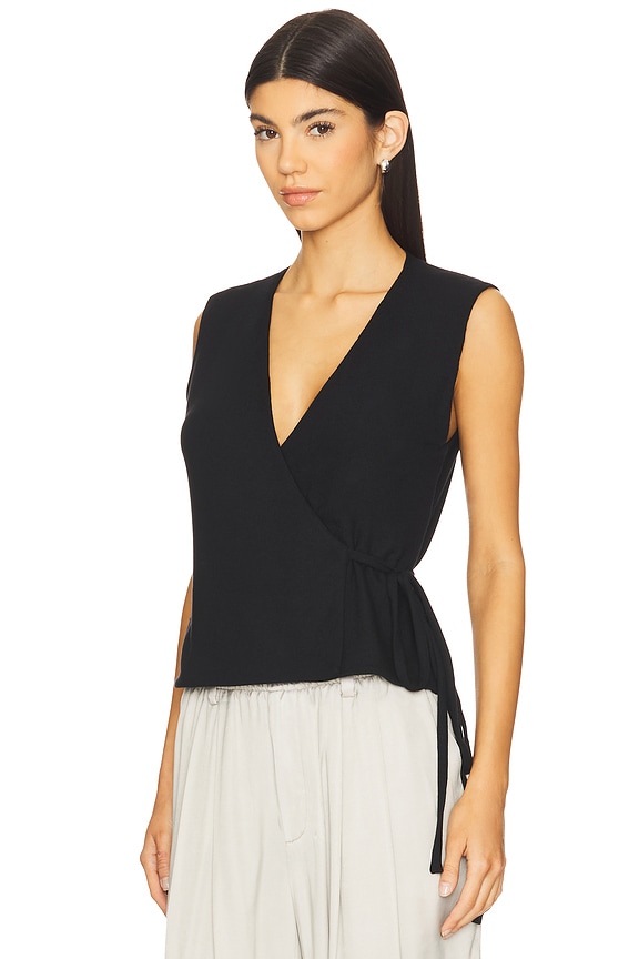 view 2 of 4 Lauren Sleeveless Wrap Top in Black