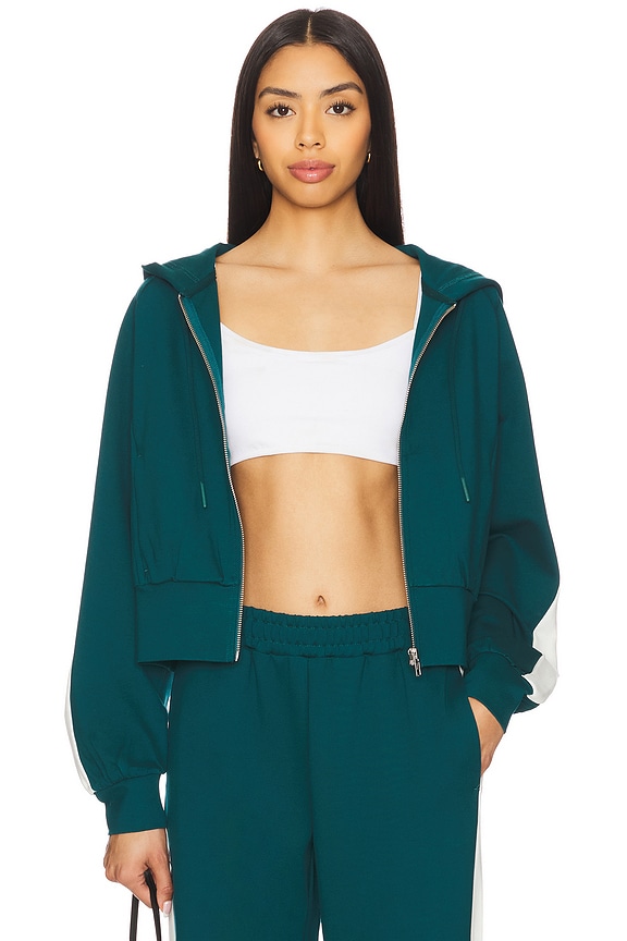 view 1 of 5 BACK TO BACK 지퍼업 후디 in Deep Teal & Cream