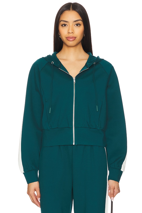 view 2 of 5 BACK TO BACK 지퍼업 후디 in Deep Teal & Cream