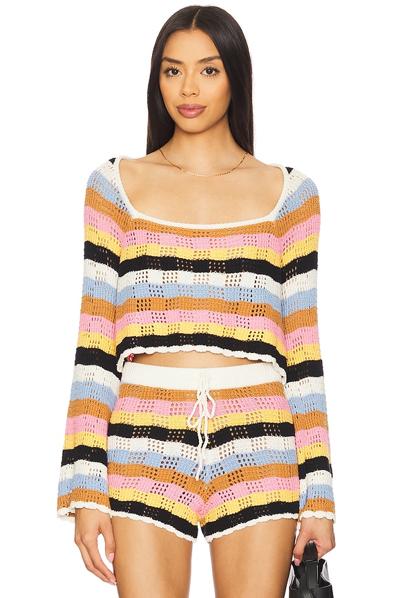 view 1 of 5 Lost Tides Top in Maldives Stripe