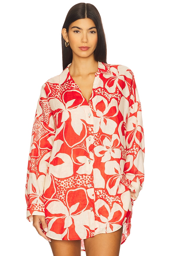 view 2 of 6 Rio Tunic Shirt in Hibiscus Bloom