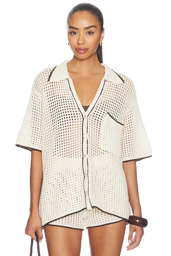 view 2 of 5 CAMISA DE MANGA CORTA CON BOTONES SALTY BLONDE in Cream & Espresso