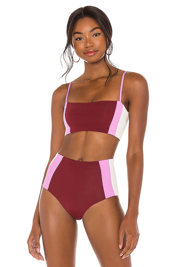 view 1 of 4 HAUT DE MAILLOT DE BAIN REBEL in Sangria, Rosebud & Cream