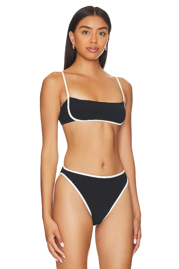 view 2 of 4 Hazel Bikini Top in Black & Cream