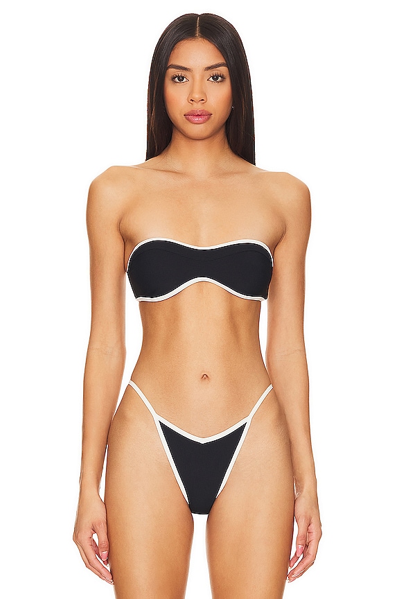 view 2 of 5 Selena Bandeau Top in Black & Cream