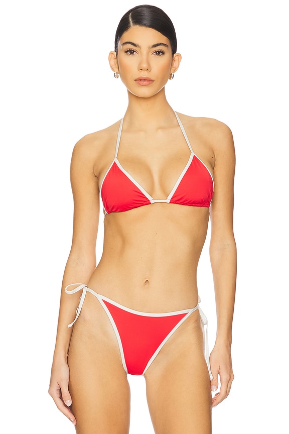 view 1 of 4 Lotus Bikini Top in Grapefruit & Cream