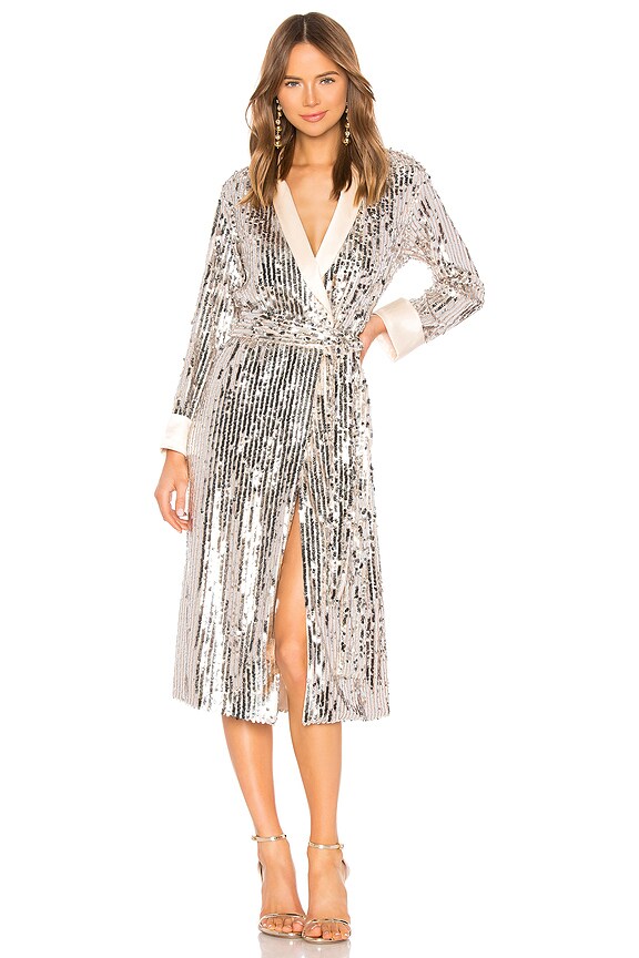 view 1 of 4 Sunset Boulevard Robe Dress in Silver Shells