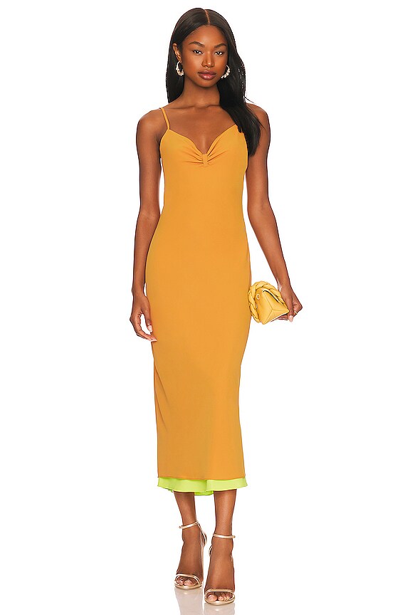 view 2 of 4 Double Bessette Reversible Slip Dress Turmeric & Lime in Turmeric & Lime