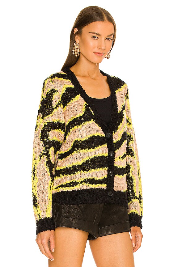 view 2 of 4 Electric Zebra Cardi in Nude Chartreuse Black Nude