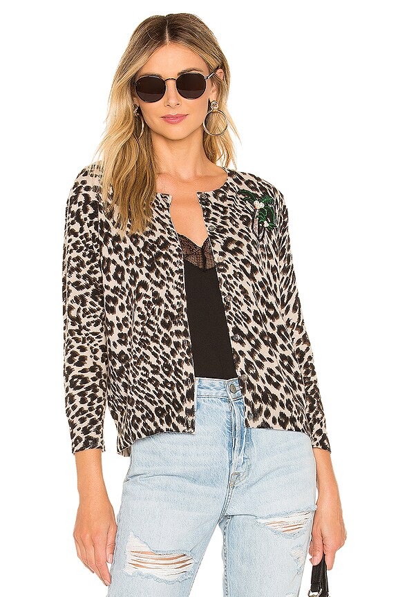 view 1 of 5 Cobain Leopard Cashmere Cardigan in Sand