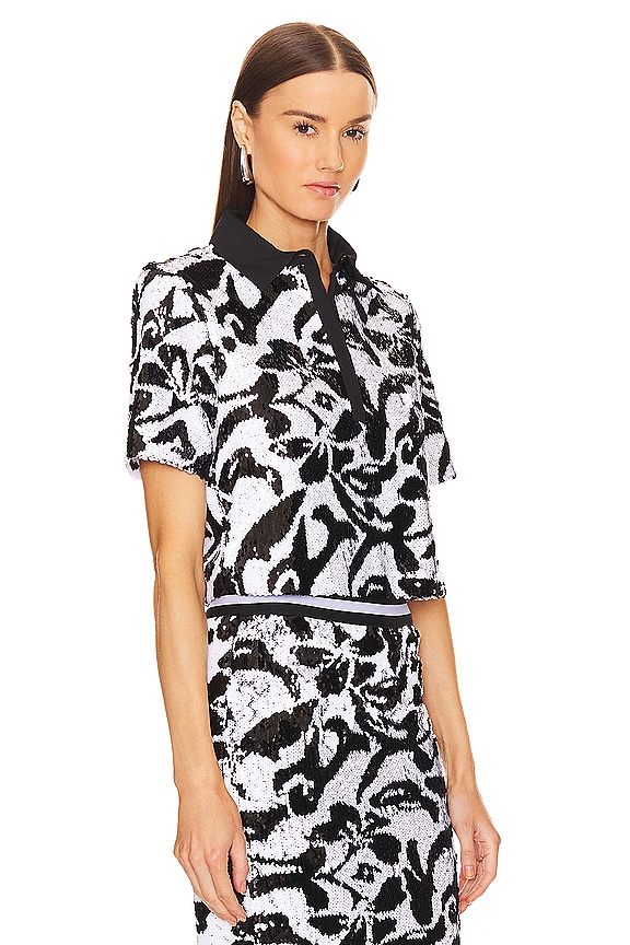 view 2 of 5 Polo Top in Black Hibiscus Sequin