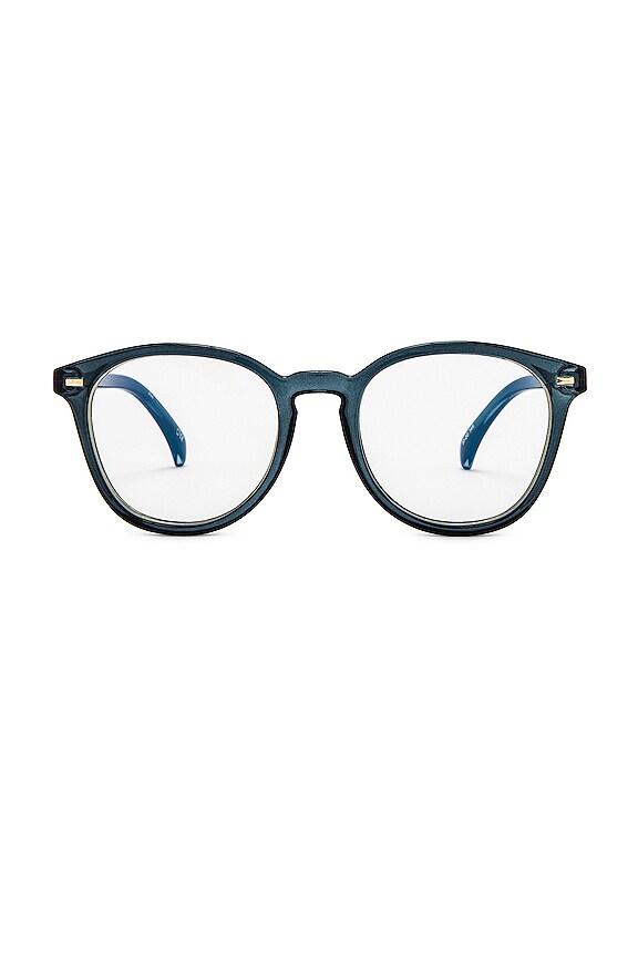 view 1 of 3 Bandwagon Blue Light Glasses in Forrest Green & Soft Gold