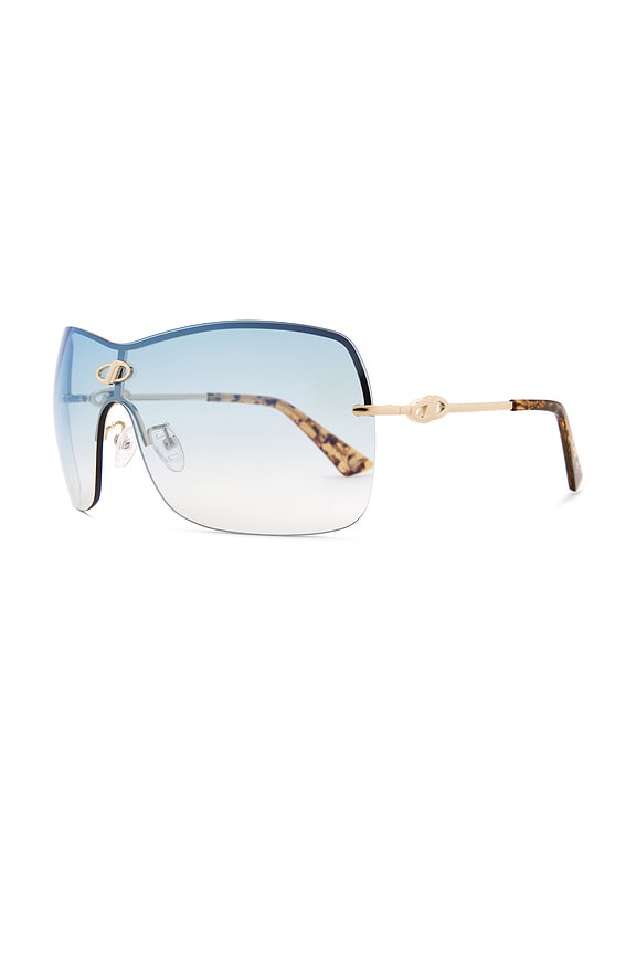 view 2 of 3 Parallel Universe Sunglasses in Gold & Sky Blue Grad