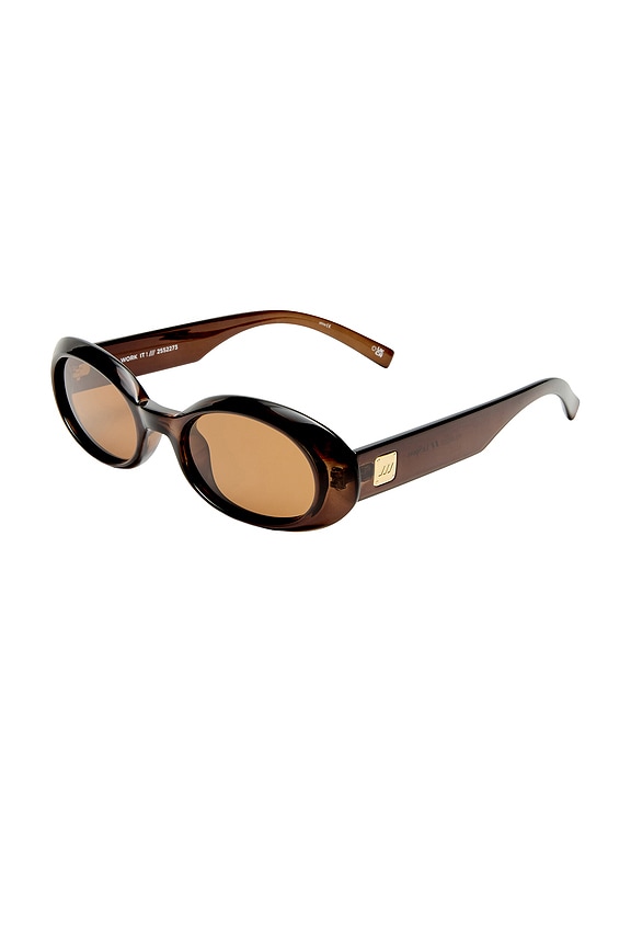 view 2 of 2 Work It! Sunglasses in Cocoa & Brown Mono Polarized