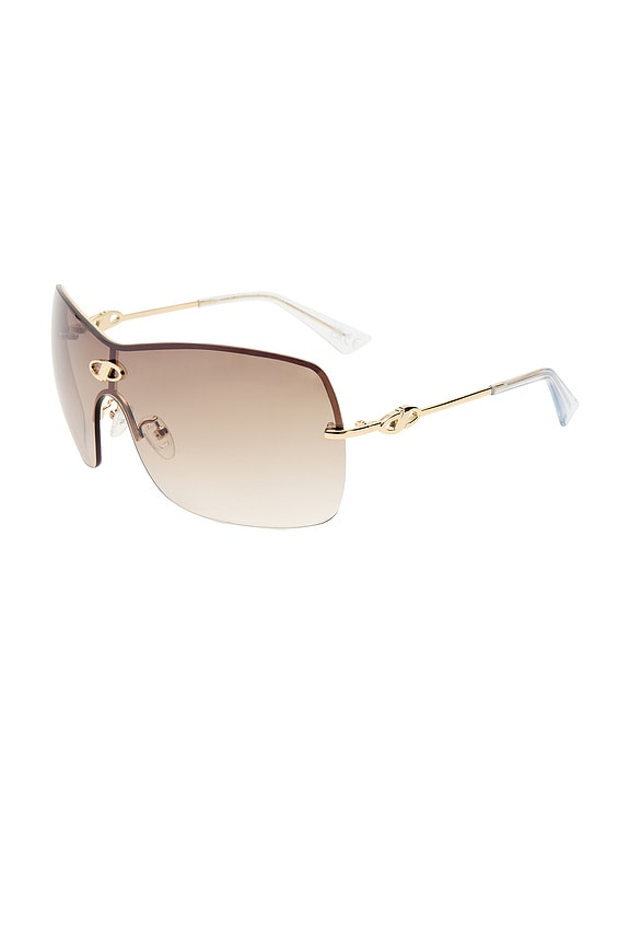 view 2 of 3 Parallel Universe Sunglasses in Gold & Tan Gradient with Gold Flash