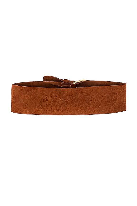 view 2 of 3 Suede Horseshoe Buckle Belt in Cognac