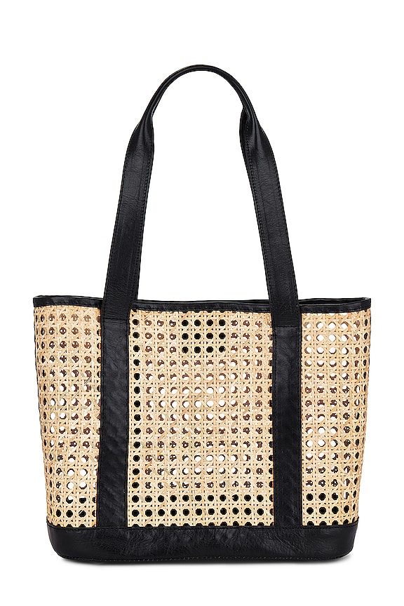 view 2 of 4 Natural Rattan Wicker Tote in Black