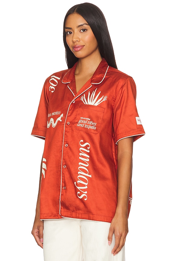 view 2 of 4 Good Vibes Woven Shirt in Oxblood