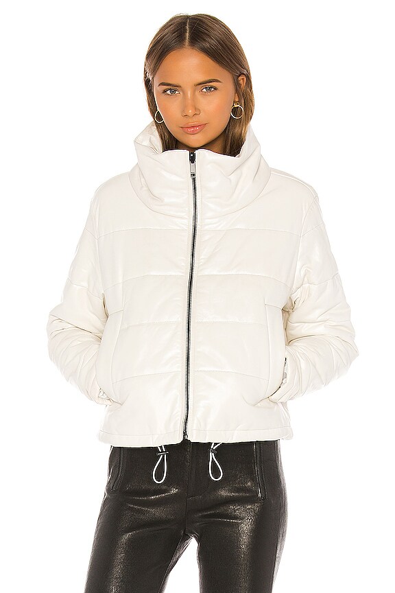 view 2 of 5 Cay Cropped Leather Puffer Jacket in Pearl White
