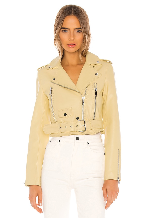 view 2 of 5 Mya Cropped Biker Jacket in Butter Yellow