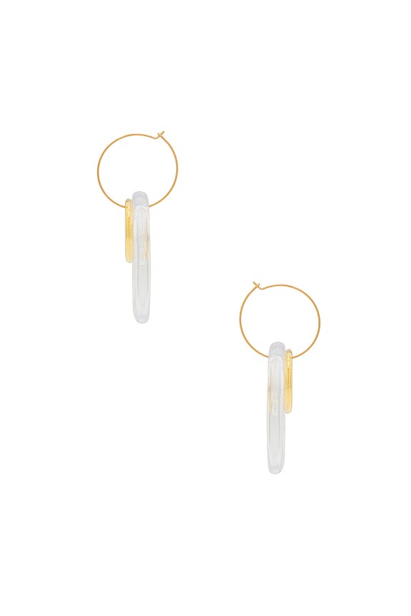 view 2 of 2 Circle Double Hoops in Clear & Gold