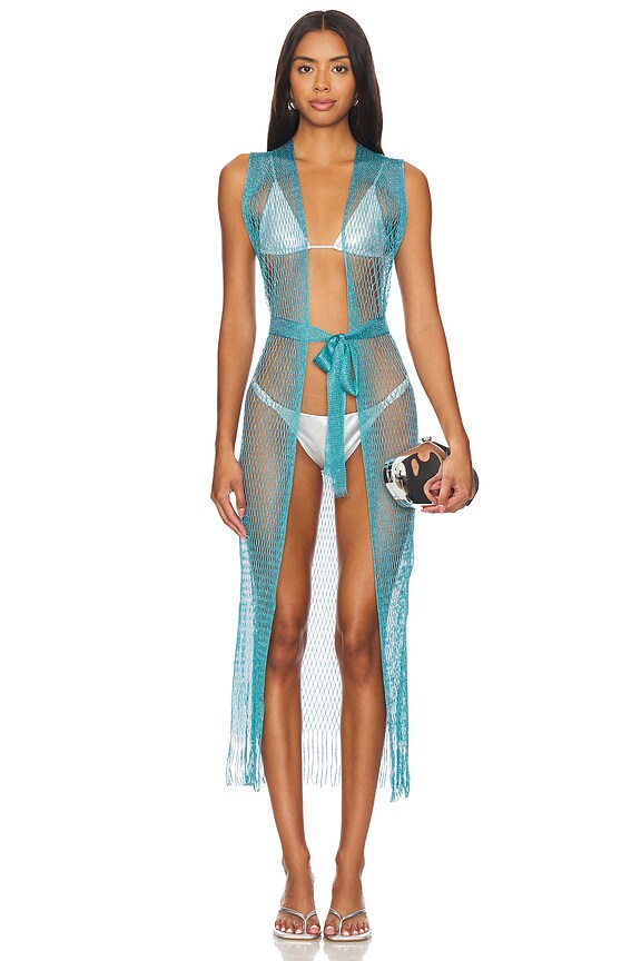 view 2 of 5 Long Caftan in Aqua