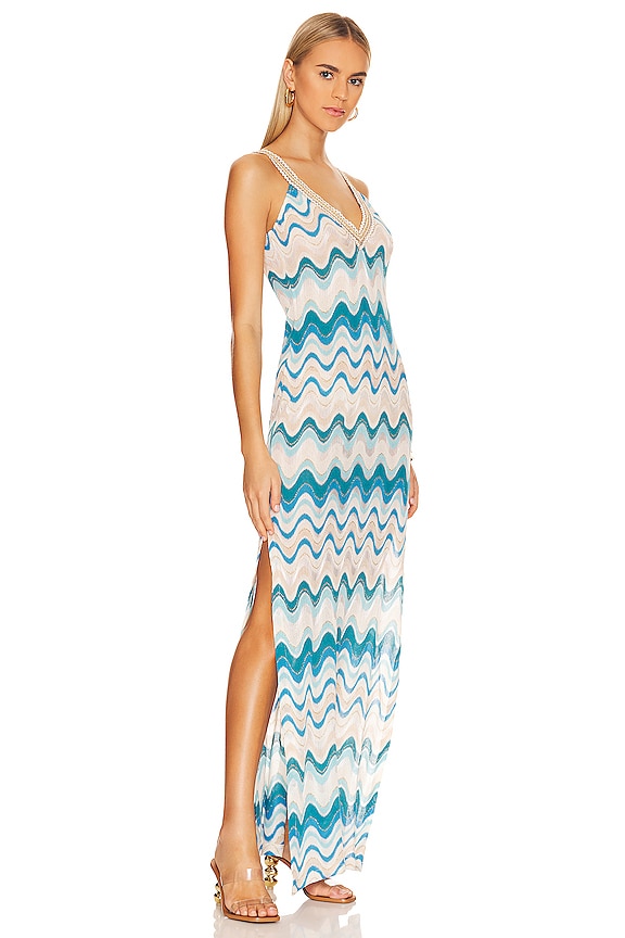 view 2 of 5 MAXIVESTIDO GOLD TRIM in Aqua