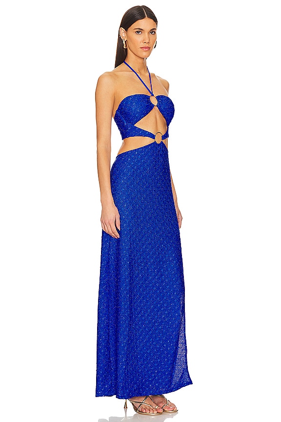 view 2 of 4 Brilla Double Loop Long Dress in Electric Blue