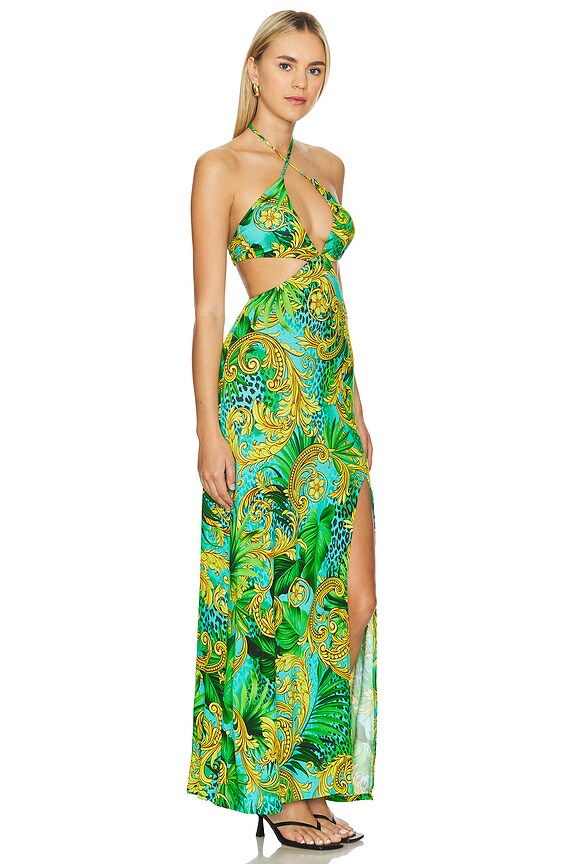 view 2 of 3 МАКСИ ПЛАТЬЕ PALM ISLAND HALTER KEYHOLE CUT OUT in Multicolor