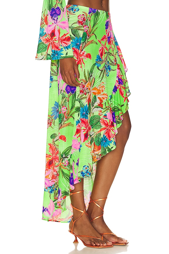 view 2 of 4 Ruffled High Low Slit Skirt in Luli Tropics